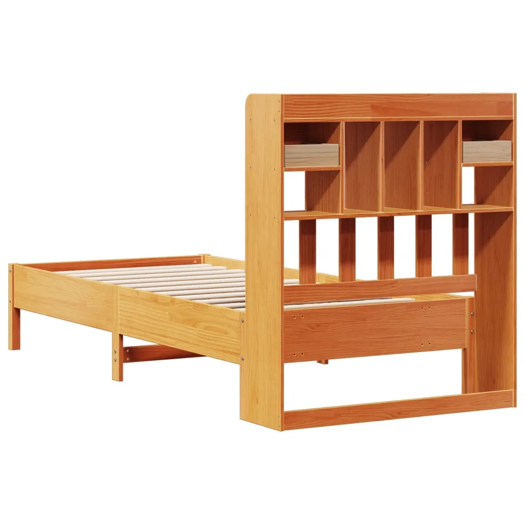 Letto Libreria senza Materasso Marrone Cera 75x190 cm in Pino 3322935