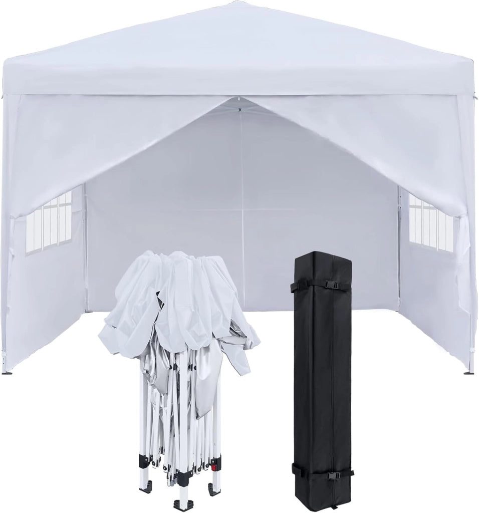 Gazebo pieghevole, 2,5 x 2,5 m, con pannelli laterali e finestre e borsa per il trasporto, in poliestere, protezione UV, pieghevole, impermeabile, protezione dal vento, per esterni, tipo C