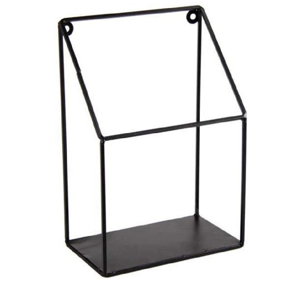 Trade Shop - Mensola Bacheca Parete Metallo Nero Industrial Classic Moderno 17x10x25cm 822254 -