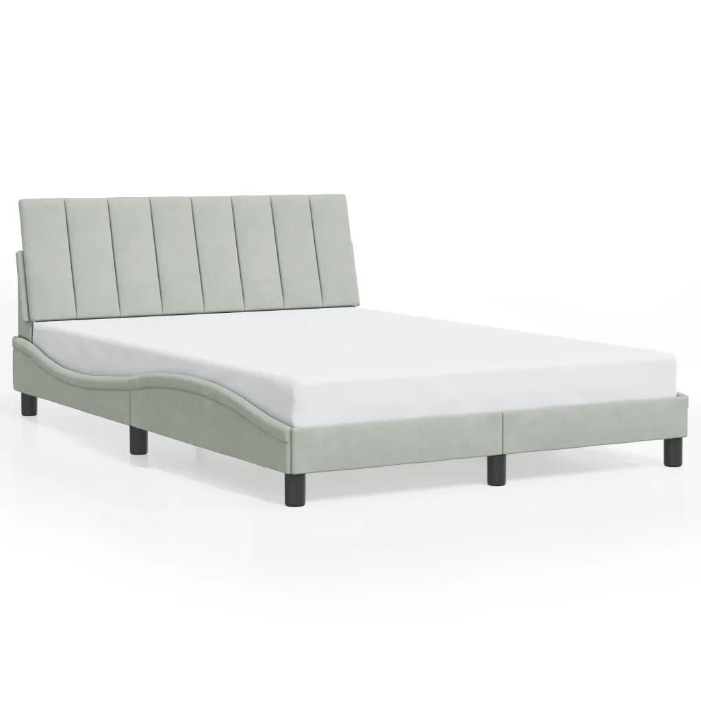 Giroletto con LED senza Materasso Hanko Grigio Chiaro 140x200 cm in Velluto