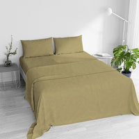 Set Lenzuola Matrimoniale Sopra Sotto e 2 Federe Linea Water Washed Ocra