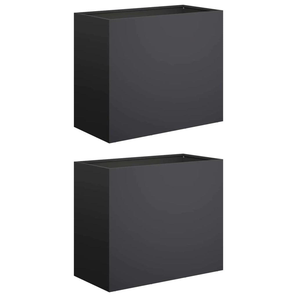Vaso da giardino 2 pz Nero 60 x 30 x 50 cm 8005569