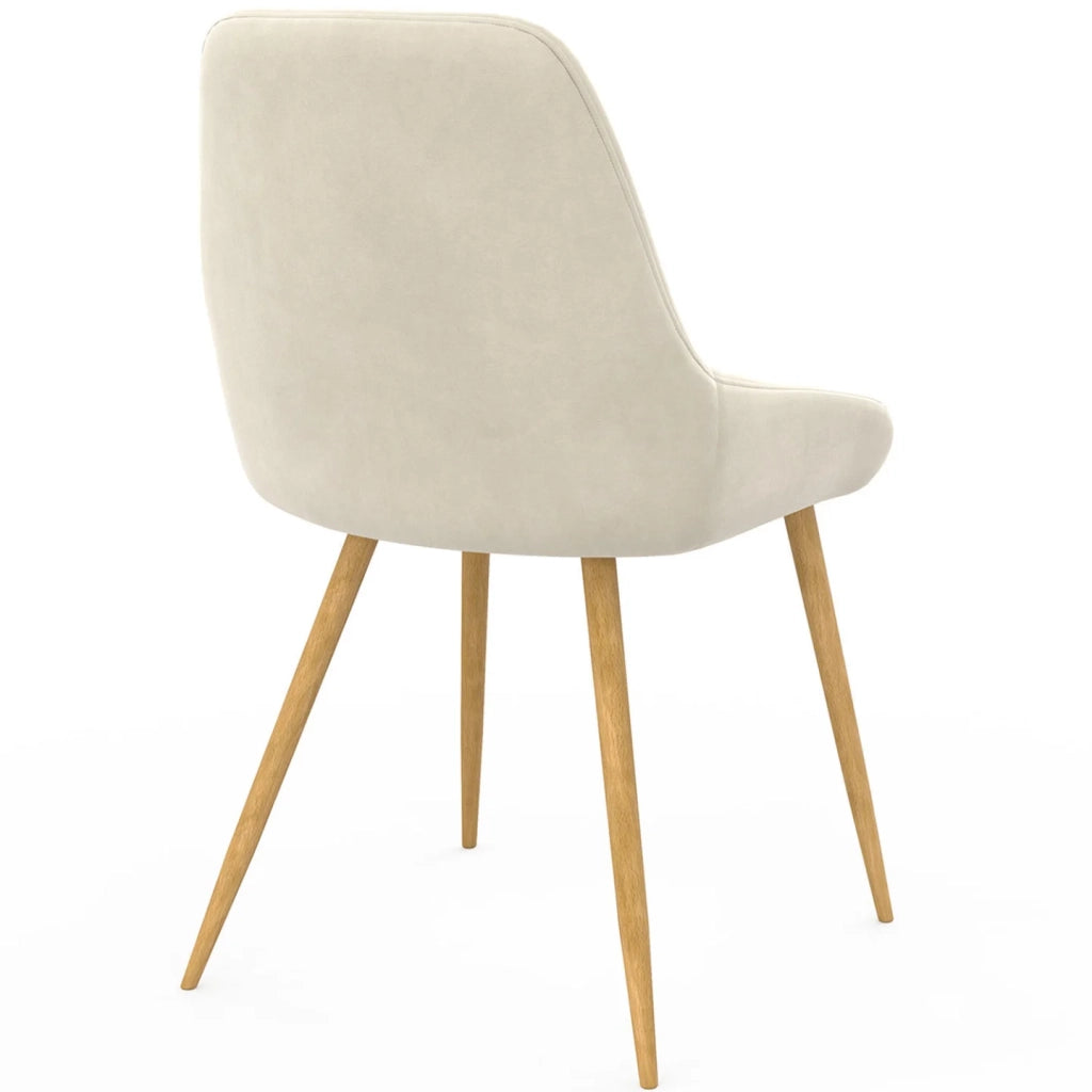 IDMarket - Set di 4 sedie da pranzo THALYA in velluto beige con gambe e braccioli effetto legno