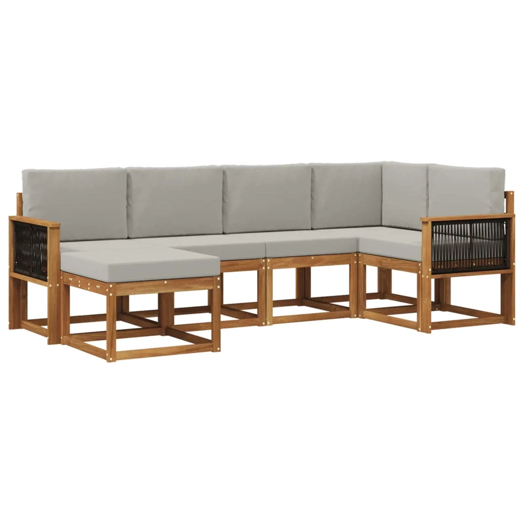 Set di divani da esterno 6 pz Naturale e Grigio Chiaro 3385352