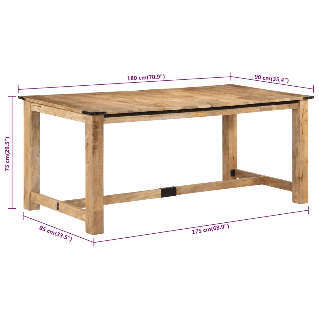 Tavolo da Pranzo 180x90x75 cm in Legno Massello di Mango 358949