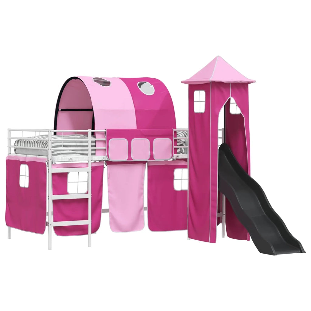 Struttura del letto loft per bambini Bianco e Rosa 80 x 200 cm