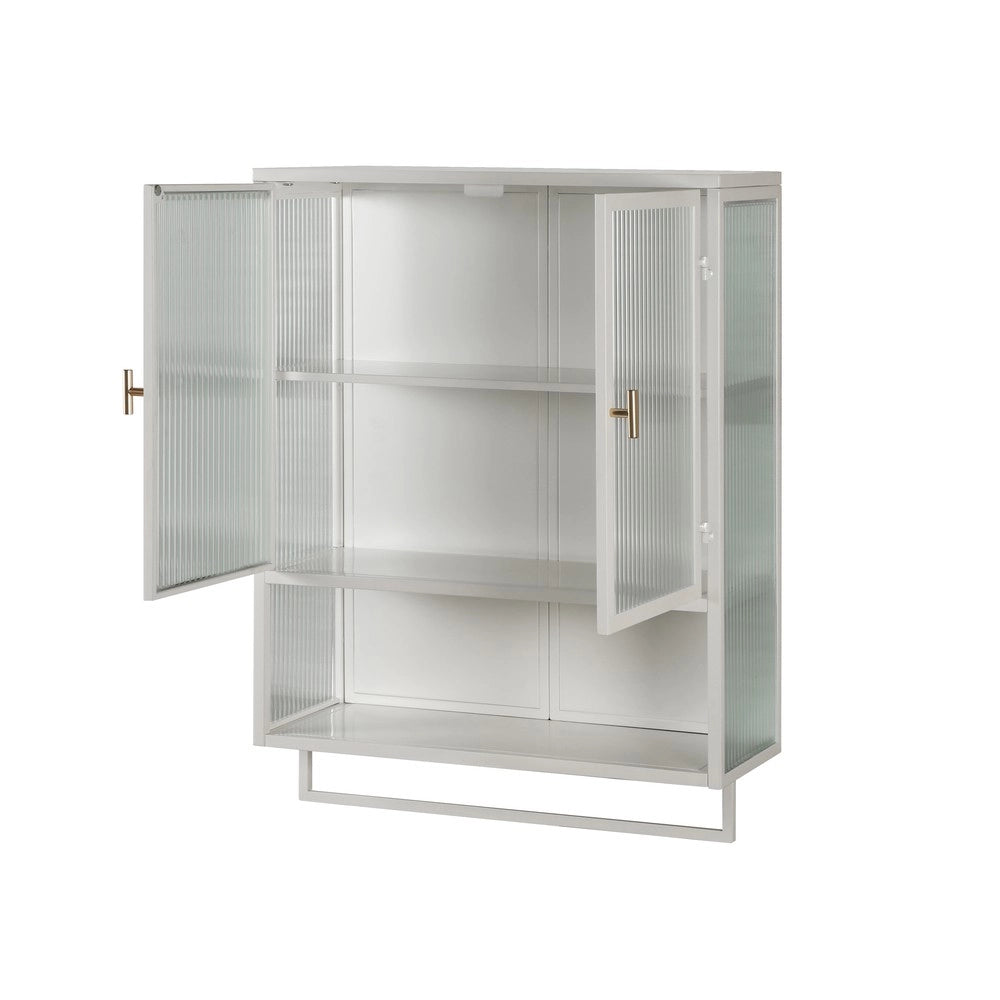 Mobiletto Bagno con Ante in Vetro e Pensile ¨C MINIMAL ¨C Bianco, 60 cm