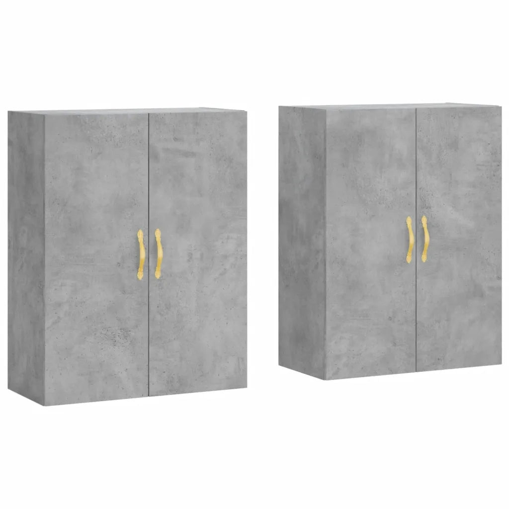 vidaXL Mobili a Parete 2 pz Grigio Cemento 69,5x34x90 cm