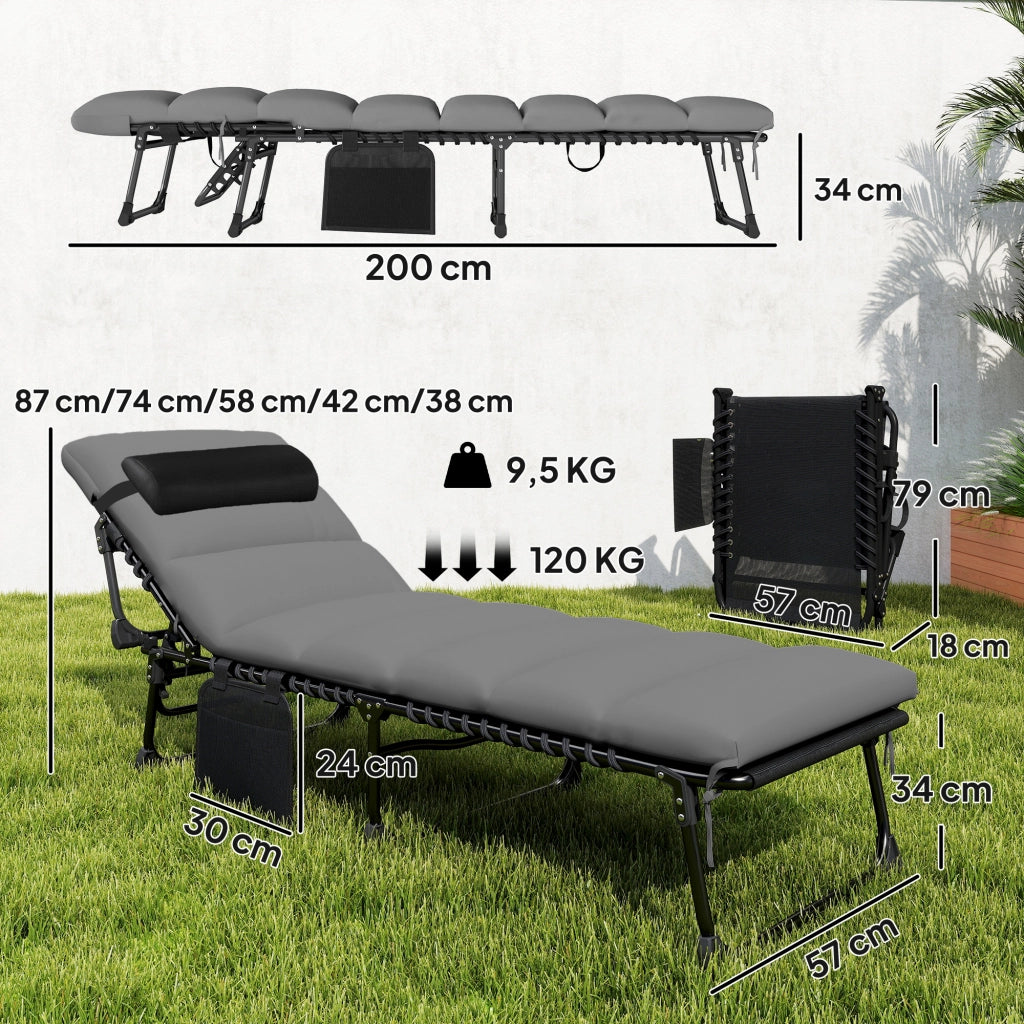 Poltrona da giardino reclinabile ¨C zephmum ¨C grigio scuro 200x57x38
