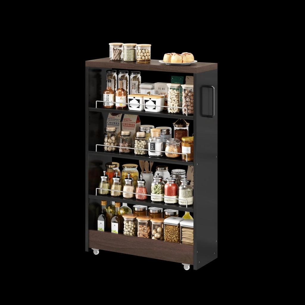 Carrello contenitore con 4 ripiani regolabili; 4 ruote; per cucina e bagno; 55 × 20 × 85 cm