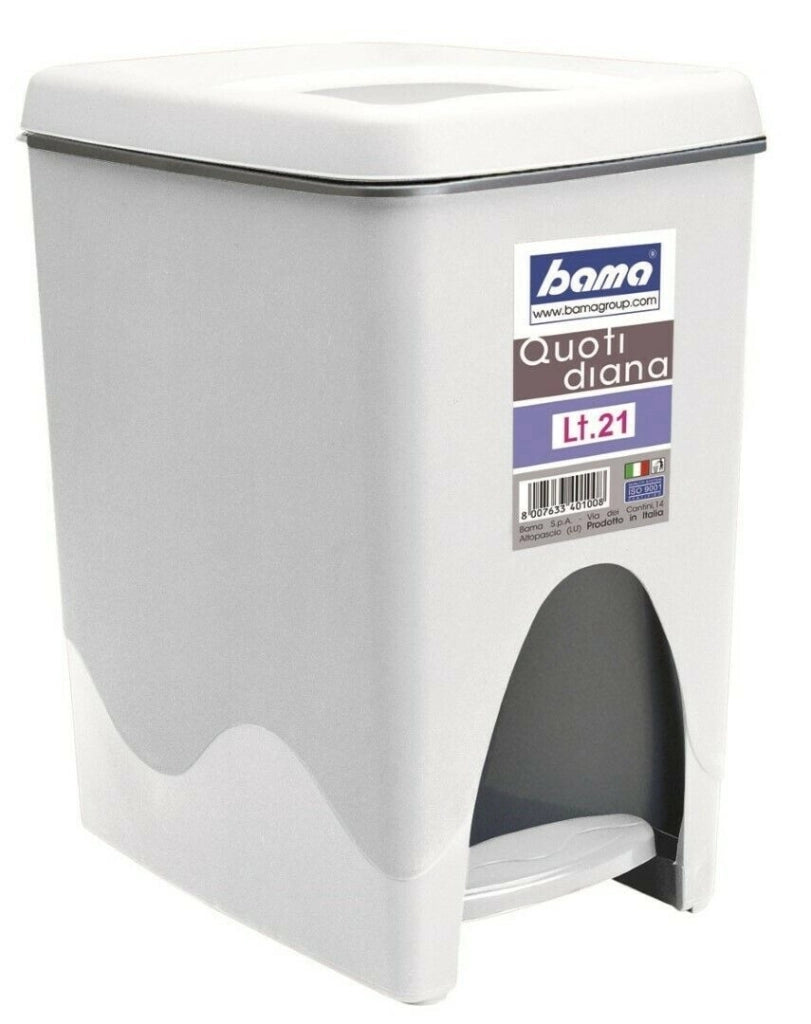 Pattumiera Secchio Quotidiana Litri 21 Assemblata Bianca 23X25X40 - Bama