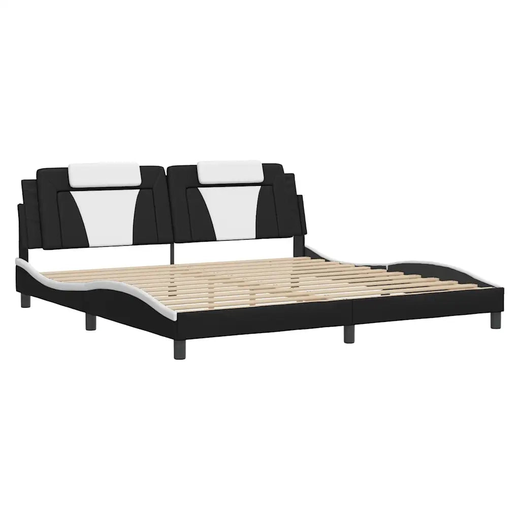 Giroletto Viana con LED senza Materasso Nero e Bianco 200x200 cm 3214048