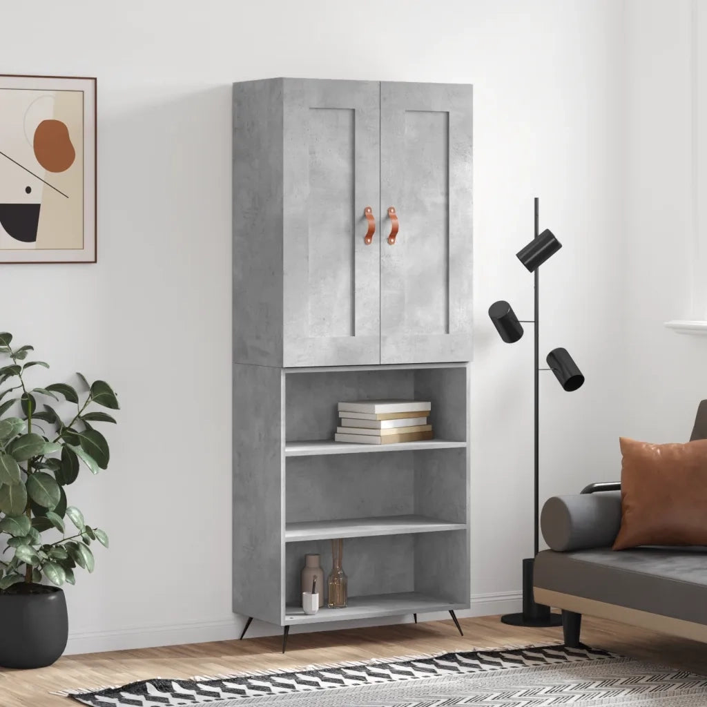 Credenza-Buffet-Armadio da cucina Grigio Cemento 69,5x34x180 cm in Legno Multistrato 667123