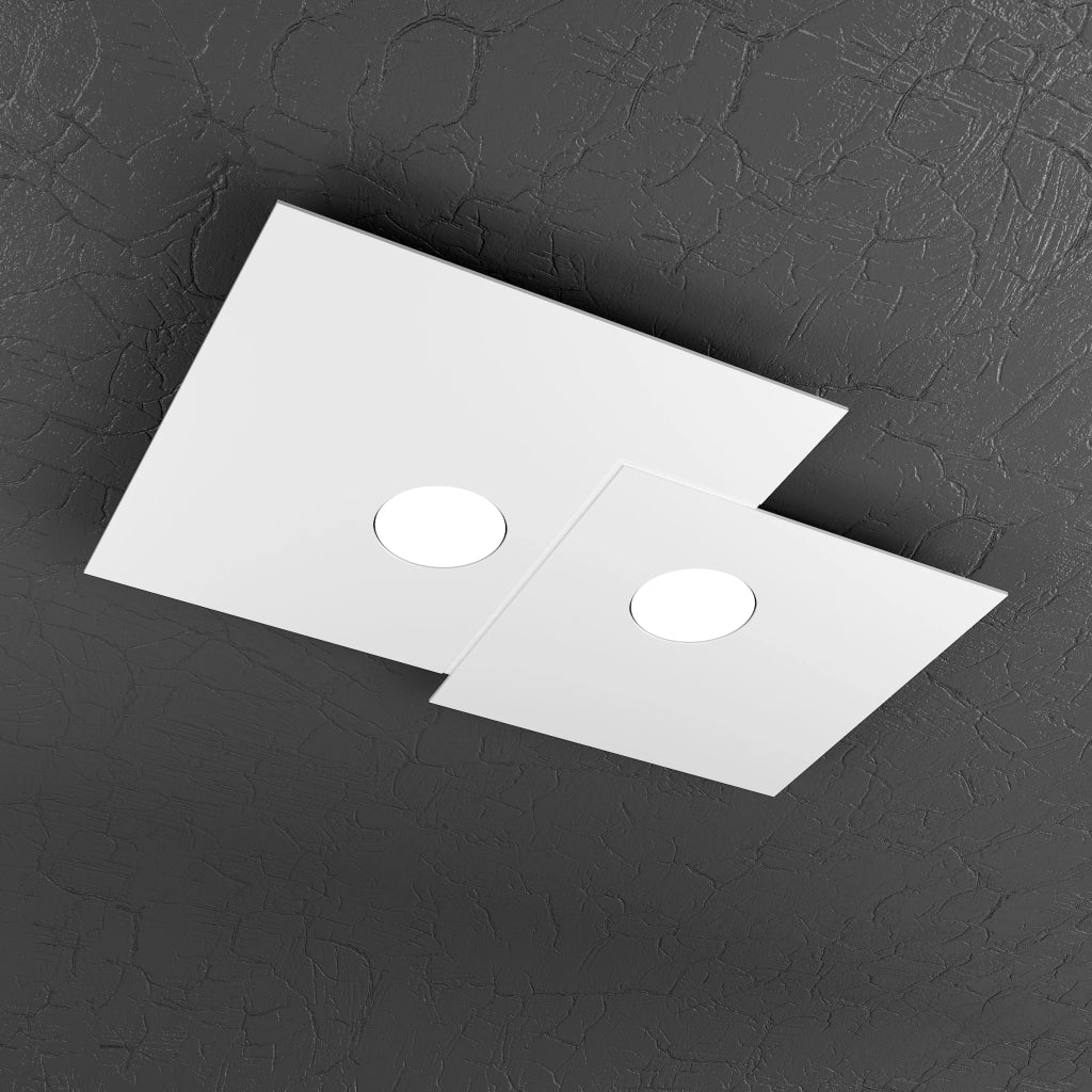 Toplight Plafoniera da soffitto quadrata 2 luci Plate con attacco GX53, struttura colore bianca, design moderno 50x35x3cm