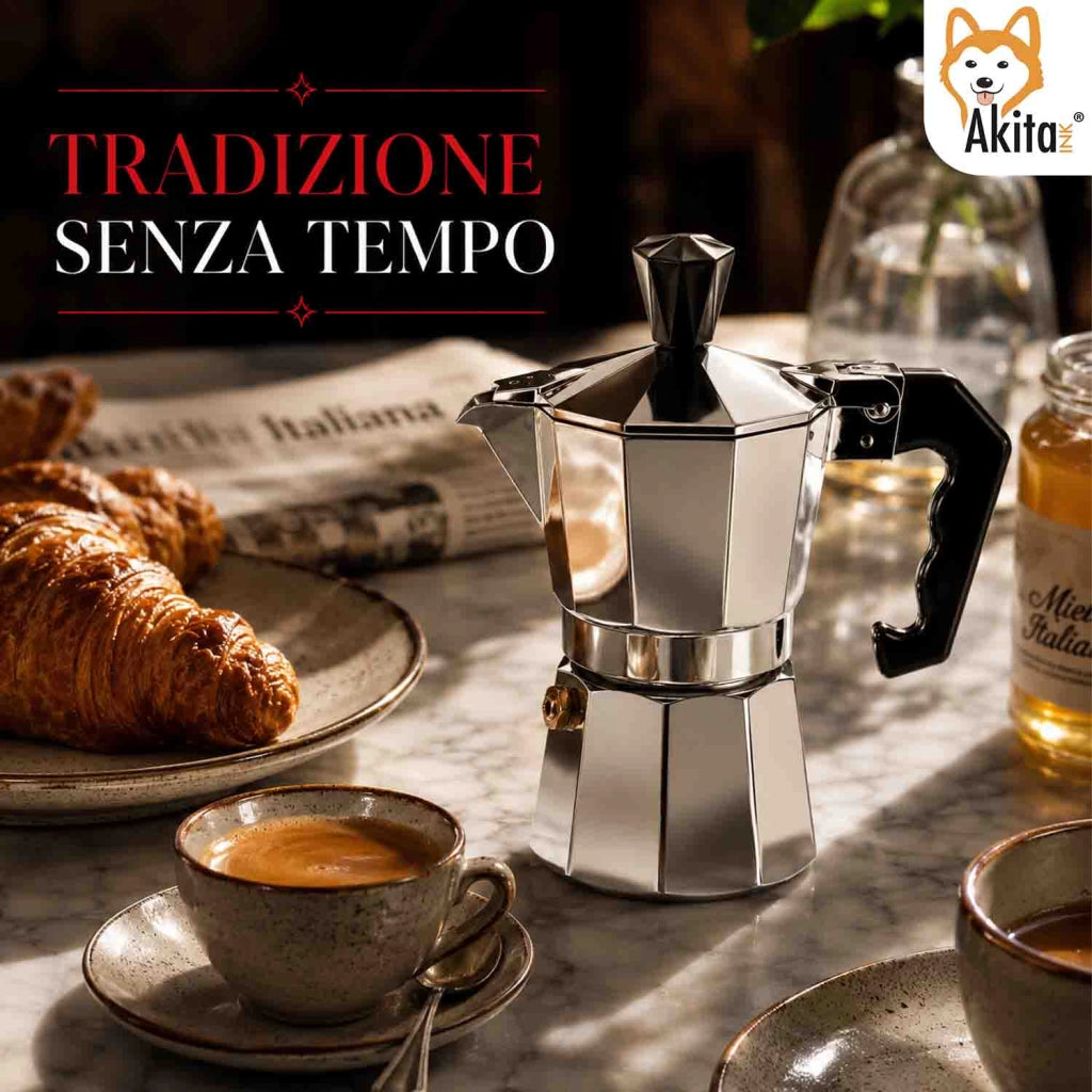 Akitaink Caffettiera Moka Mezza Tazza con Valvola di Sicurezza