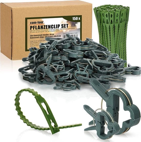 Set di clip per piante - fissaggi per piante - pinze per rose - clip per pomodori - clip per tende - clip per coperture (150 pezzi - miscela)