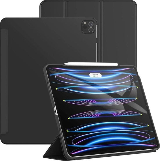 Custodia Protettiva per iPad Pro 129 Pollici 2022/2021 - Shell con Retro Illuminazione - Tocco Sensibile - Risveglio/Sospensione Automatico - Nero
