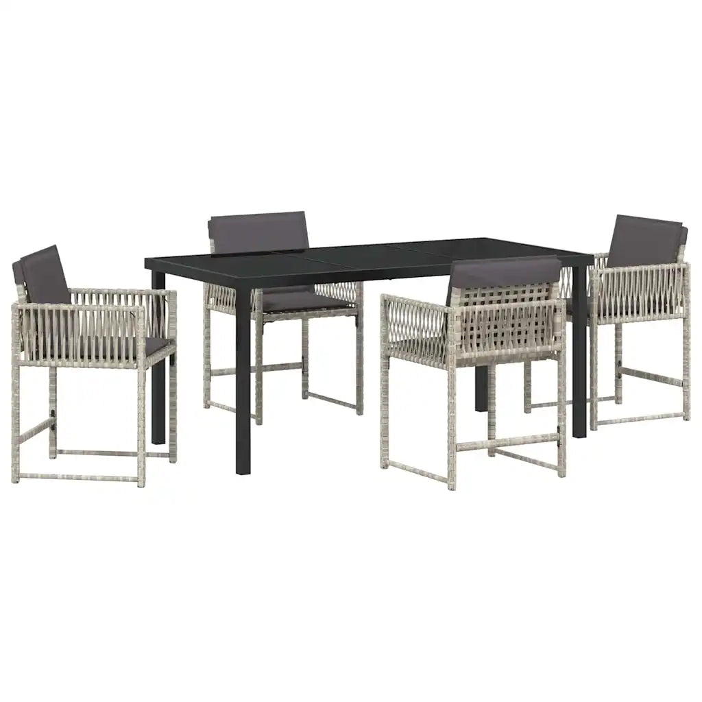 Set da Pranzo per Giardino 5 pcs Grigio chiaro polyrattan 3380763