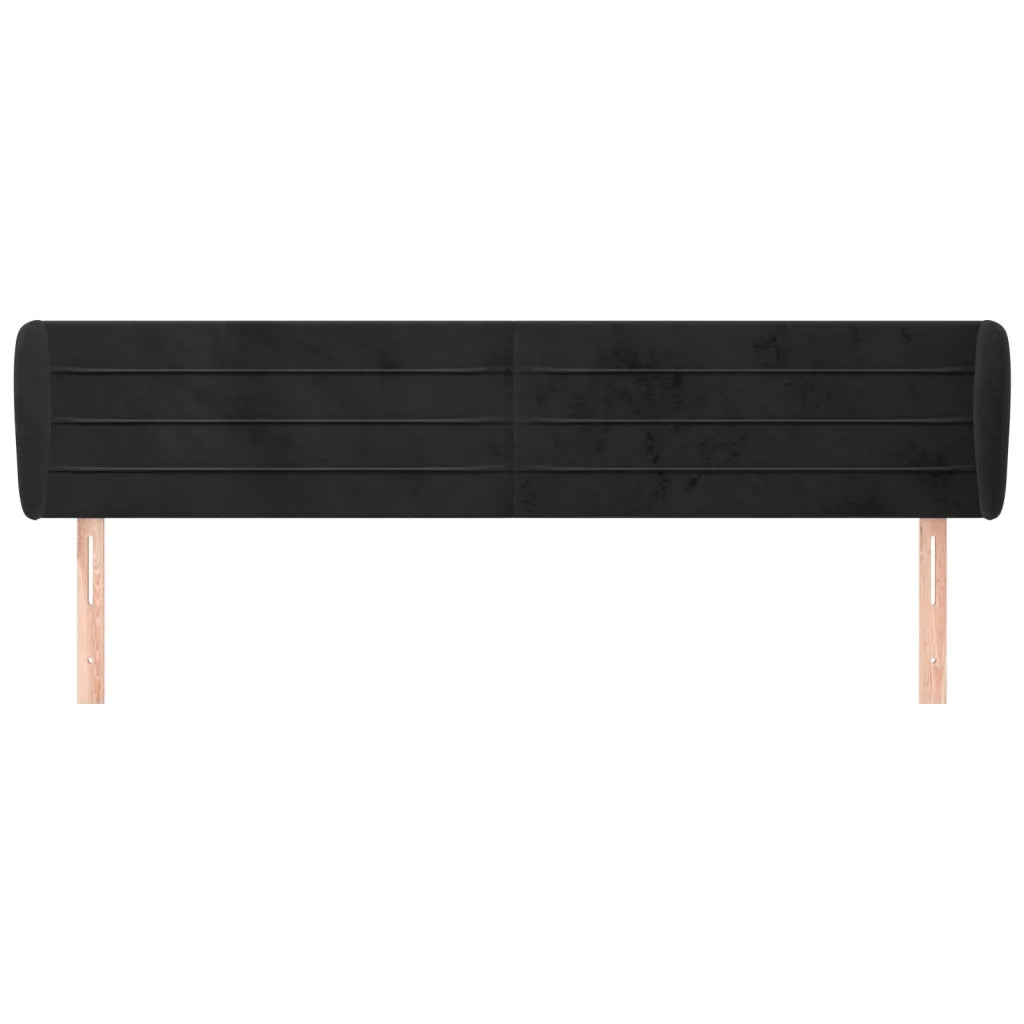 Testiera ad Orecchio-Testata con Orecchie Nera 163x23x78/88 cm in Velluto 311840