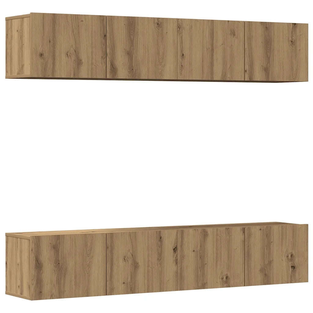 Mobili TV a Parete 4 pz Rovere Artigianale in Legno Multistrato 3328944