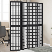 vidaXL Divisorio Ambienti 4 Pannelli Nero Legno Massello di Paulownia