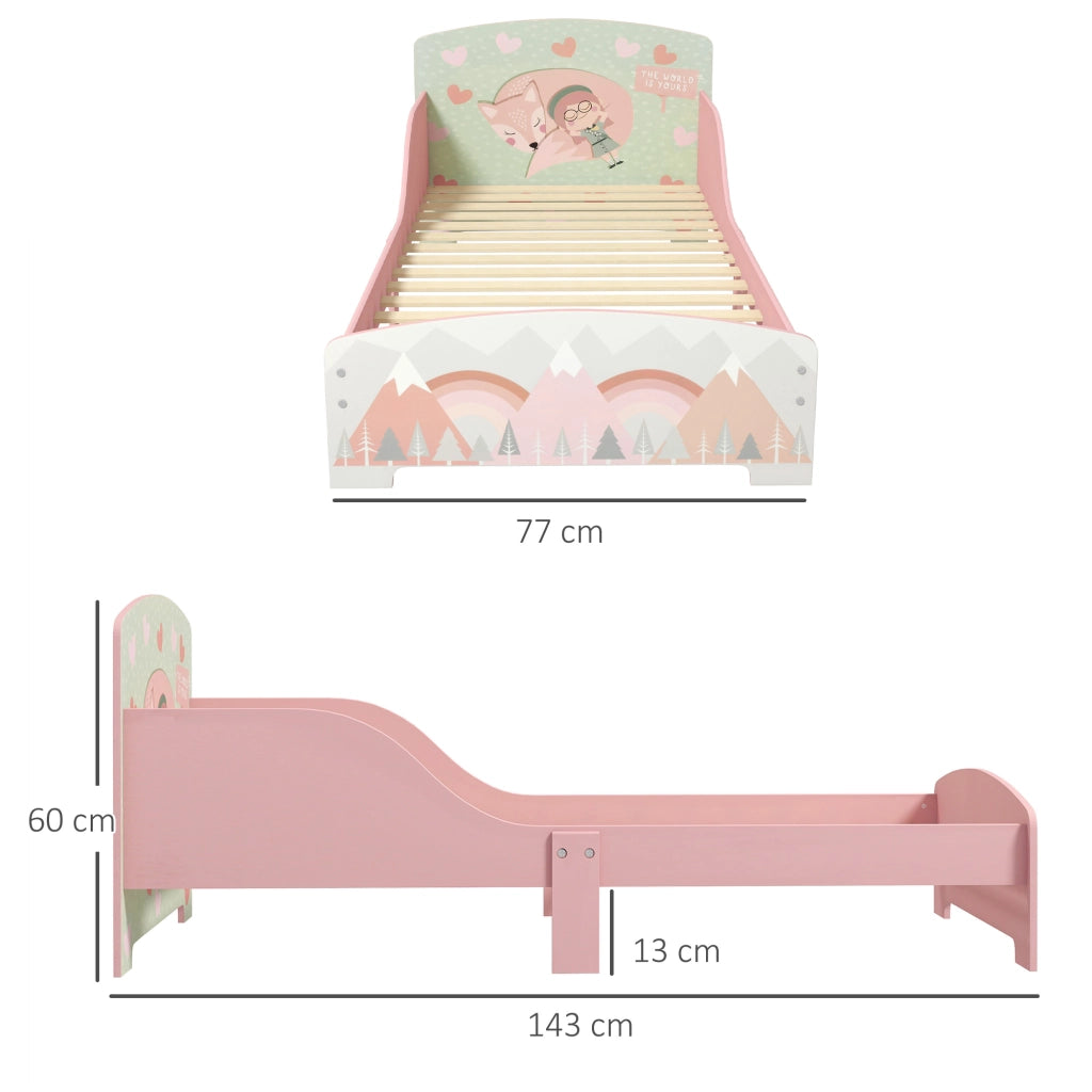 Letto per Bambino con Barriere di Sicurezza ¨C Zephmum ¨C 77x143x60 cm Rosa