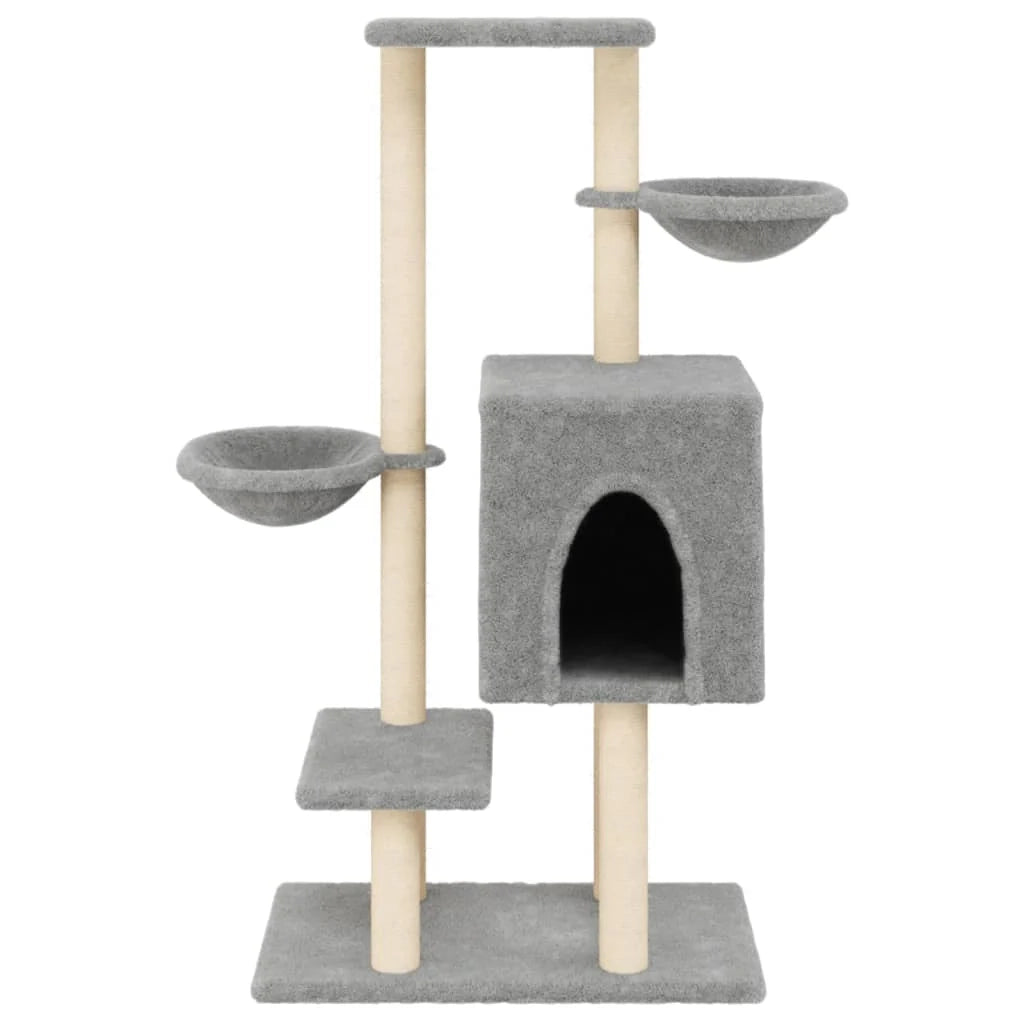 Tiragraffi per gatti torre per arrampicata giocattolo piattaforma per arrampicata con tiragraffi in sisal leggero 117 cm grigio 02_0022553