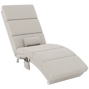 Poltrona Relax Chaise Longue Massaggiante e Riscaldante con Telecomando, Tessuto Effetto Lino, Crema