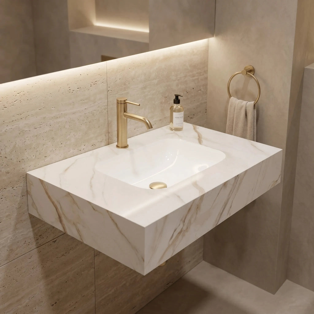 Lavabo Sospeso Rea Aresa Grey Gold 80