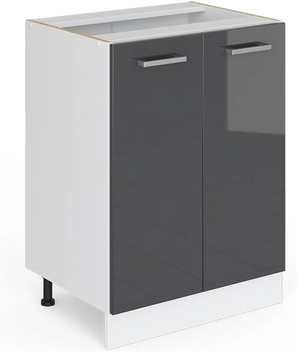 Mobiletto base cucina R-Line, Antracite lucido, 60 cm senza piano di lavoro, per la libera combinazione all'interno di sistemi cucina modulari