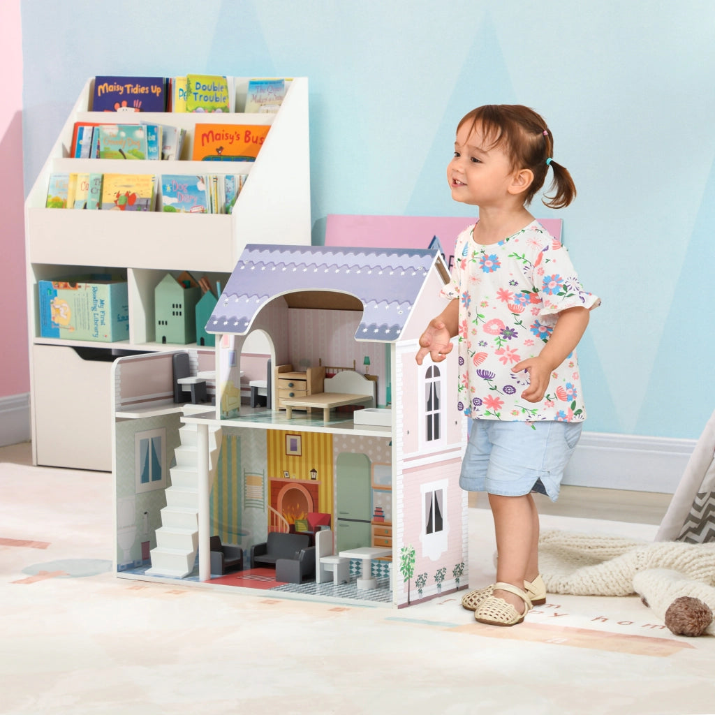 Casetta per Bambini con Balcone 2 Piani e Mobili ¨C Minimal ¨C Multicolore
