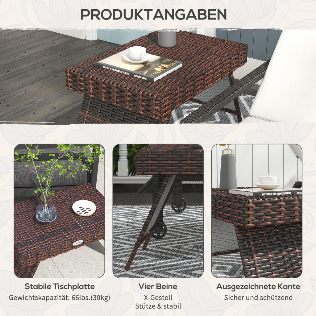 Tavolino da giardino ¨C zephmum ¨C PE rattan, marrone, 60x41x41 cm