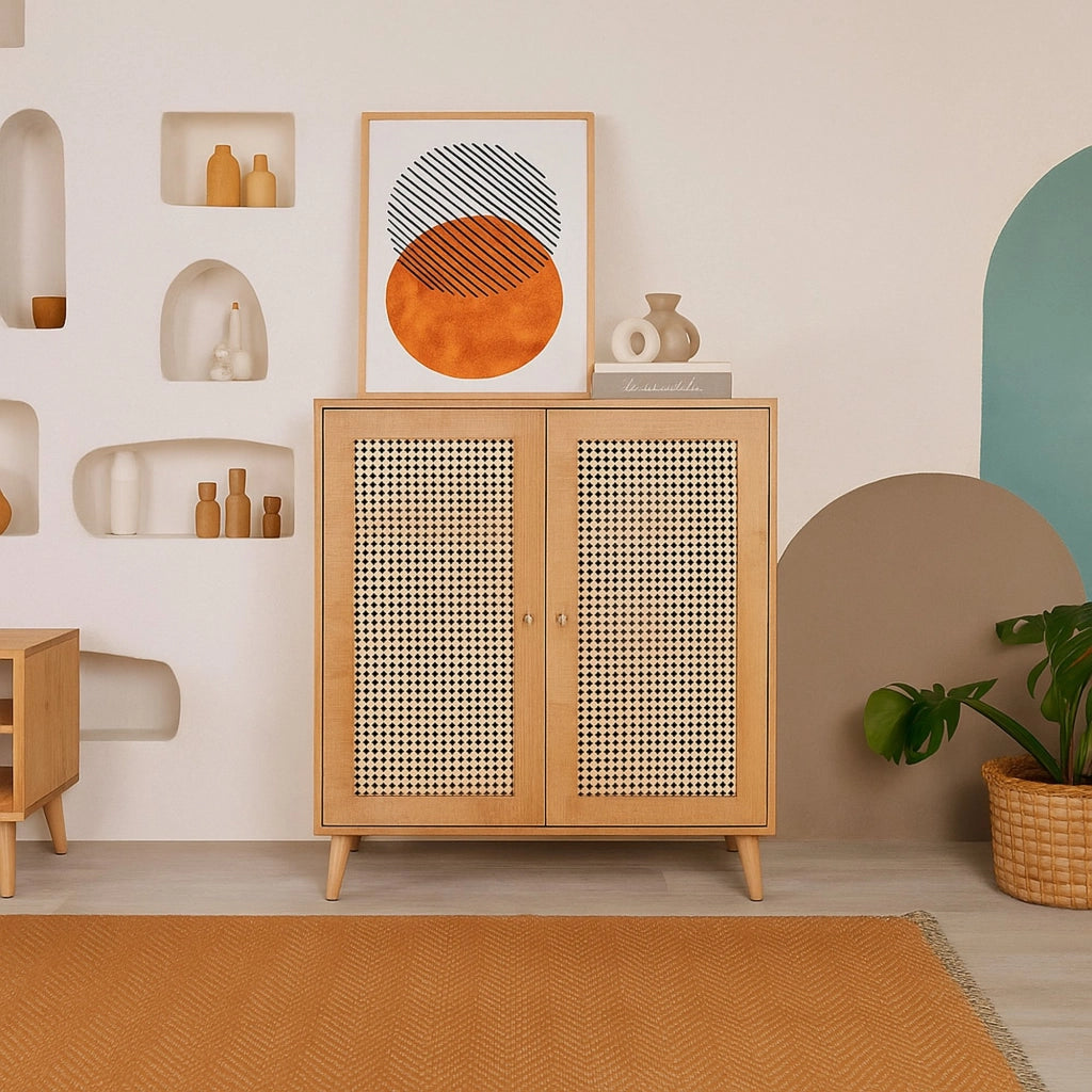Credenza Diodata, Buffet da soggiorno, Madia da salotto, Dispensa da cucina, 90x40h110 cm, Quercia