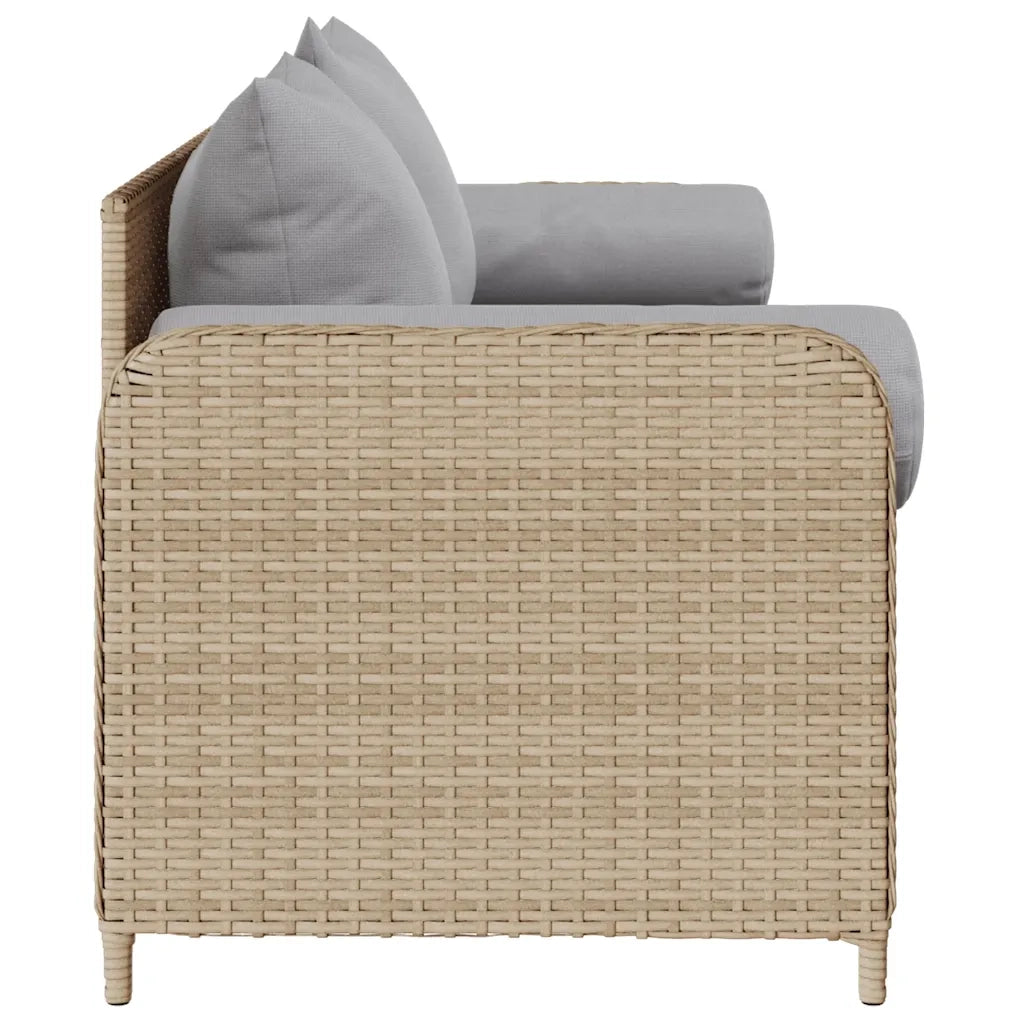vidaXL Divano da Giardino con Cuscini a 3 Posti Beige in Polyrattan