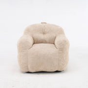 Poltrona pouf con schienale ergonomico e imbottitura in schiuma - in pelliccia sintetica - beige