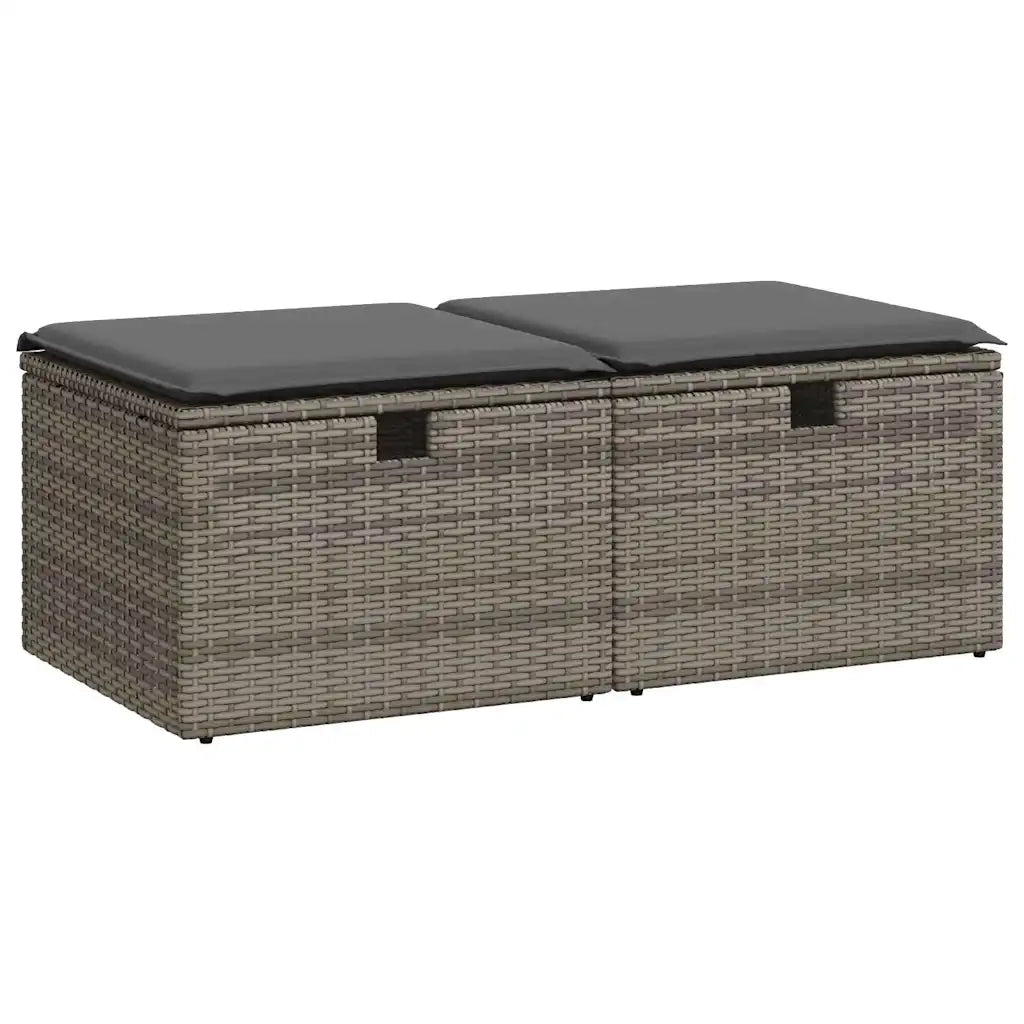 Set Divano Giardino 2 pz | Set Salotto da Giardino con Cuscini Grigio Polyrattan Acacia
