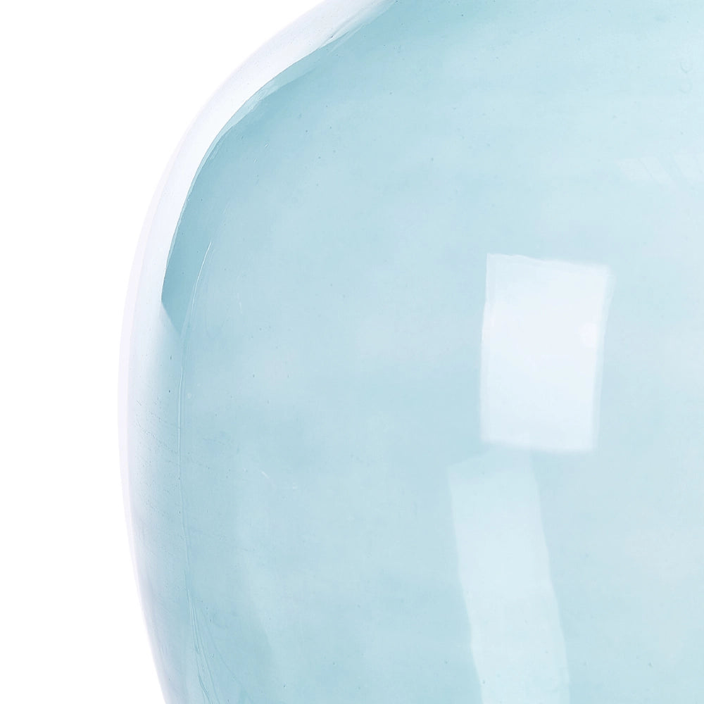 Vaso decorativo in vetro azzurro 39 cm decorativo fatto a mano rotondo a forma di bocciolo da tavolo Decorazione per la casa Design moderno