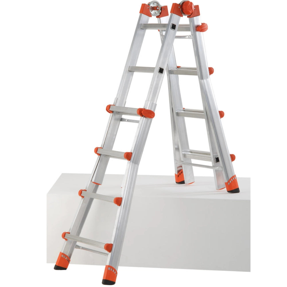 Scala multifunzione telescopica 4 + 4 in alluminio en131-4 d.lgs. 81/08