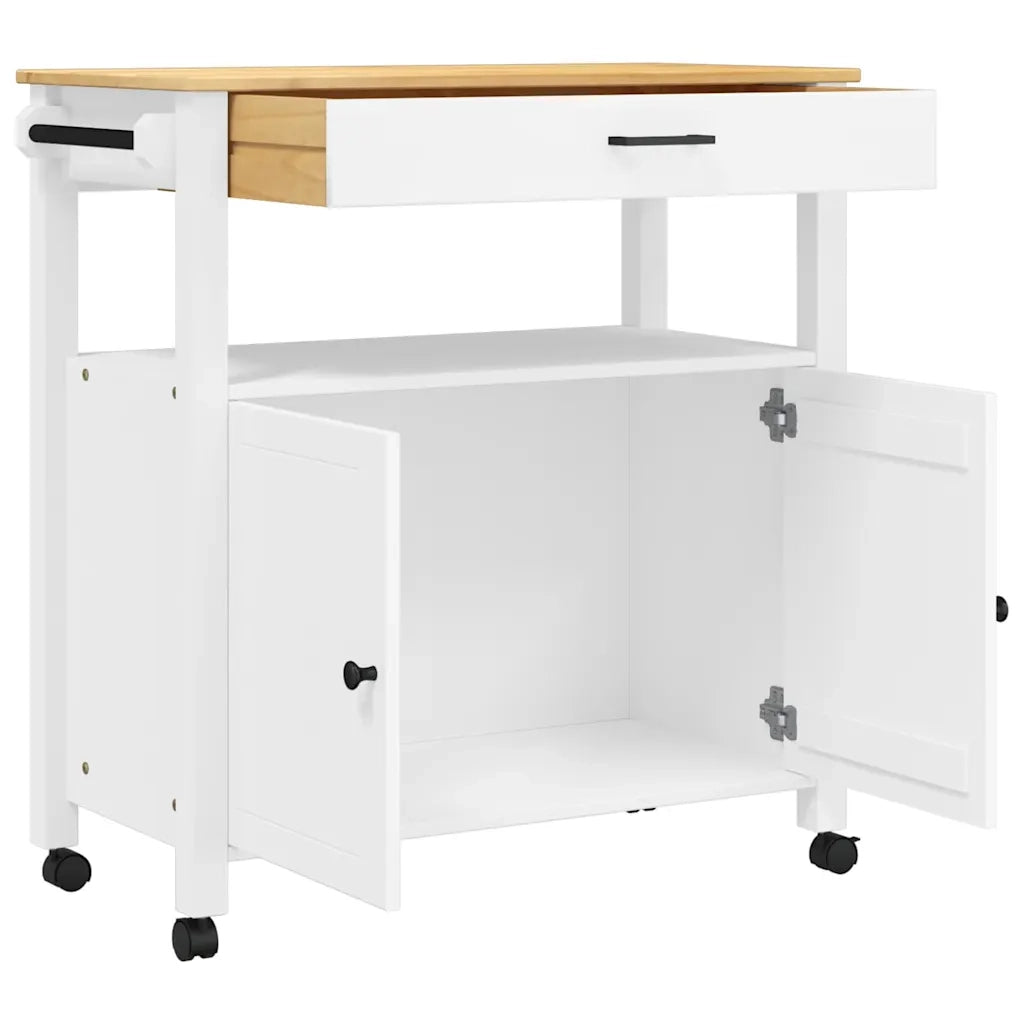 Carrello da Cucina MONZA 84x40x88,5 cm in Legno Massello di Pino 376108