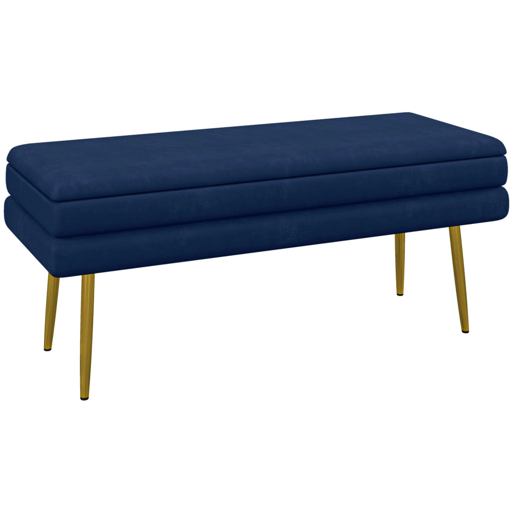 Divano a cassetti ¨C Zephmum ¨C Blu dorato 100x37.5x42 cm