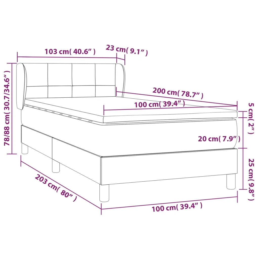 Giroletto a Molle con Materasso Tortora 100x200 cm in Tessuto
