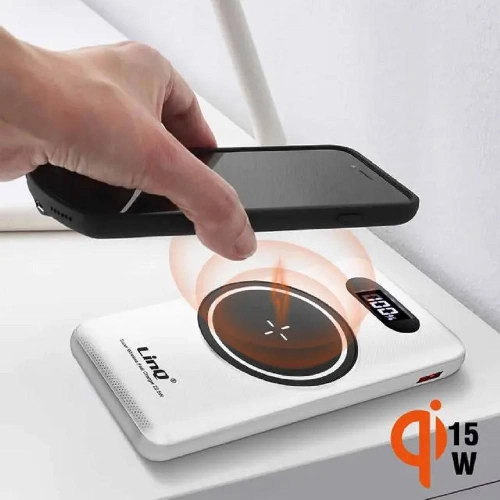 Trade Shop - Powerbank Da 15000 Mah Con Ricarica Wireless Rapida Usb / Usb-c Con Cavi Tt15808 -