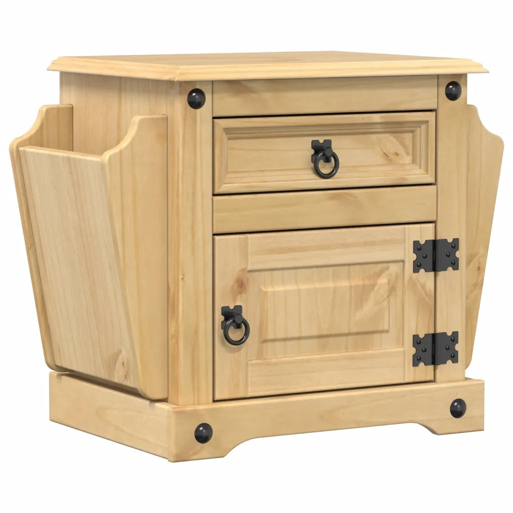 Comodino | Armadio da Notte | Mobiletto da notte Corona 45x35x47,5 cm in Legno Massello di Pino