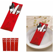 Trade Shop - 6pz Portaposate Feltro Natalizie Rosso 15x9cm Babbo Natale Renna Pupazzo Neve Sagomate -