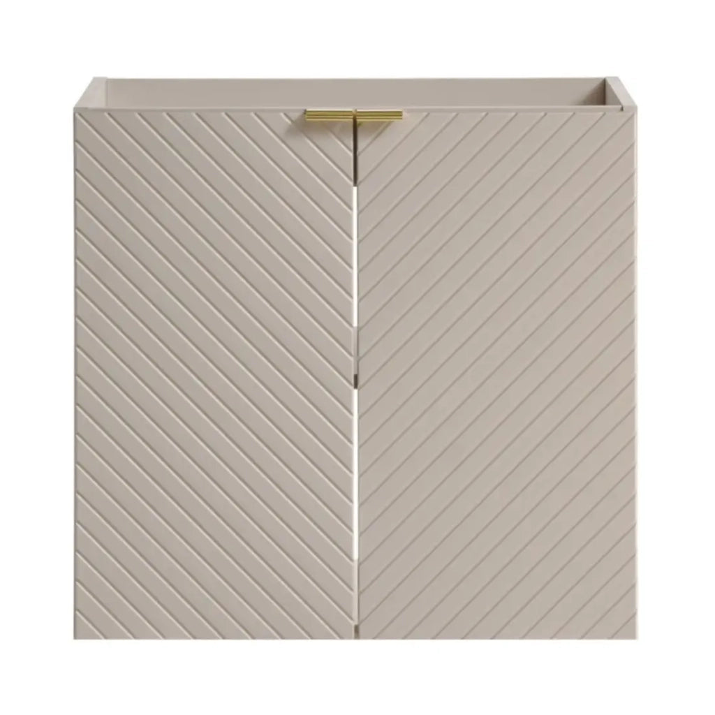 Mobile sottolavabo AOKI – 2 porte – Finitura beige cachemire con motivi a spina di pesce – L60 × P39 × H57 cm – Da appendere