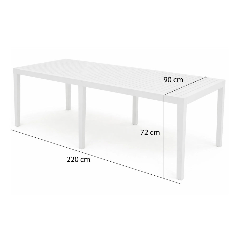 TAVOLO INDO DA ESTERNO 220X90XH72 IN COLORE BIANCO