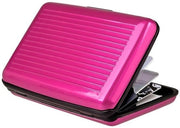 Porta carte di credito in lega di alluminio, superficie liscia e lucidata, impermeabile e antimagnetico, fermo carte A6, porta carte, universale, rosa chiaro