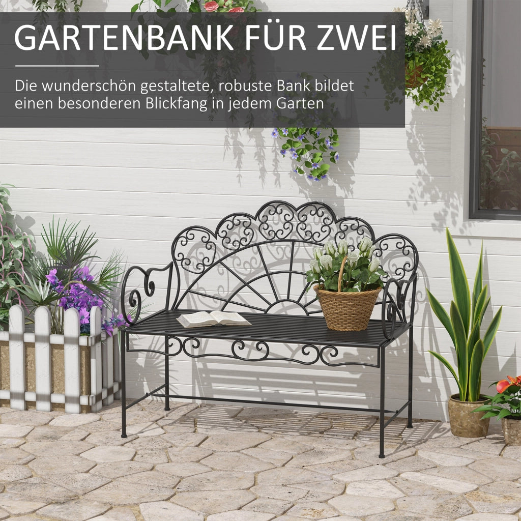 Panchina da giardino 2 posti ¨C zephmum ¨C Nero 107x55.5x92 cm