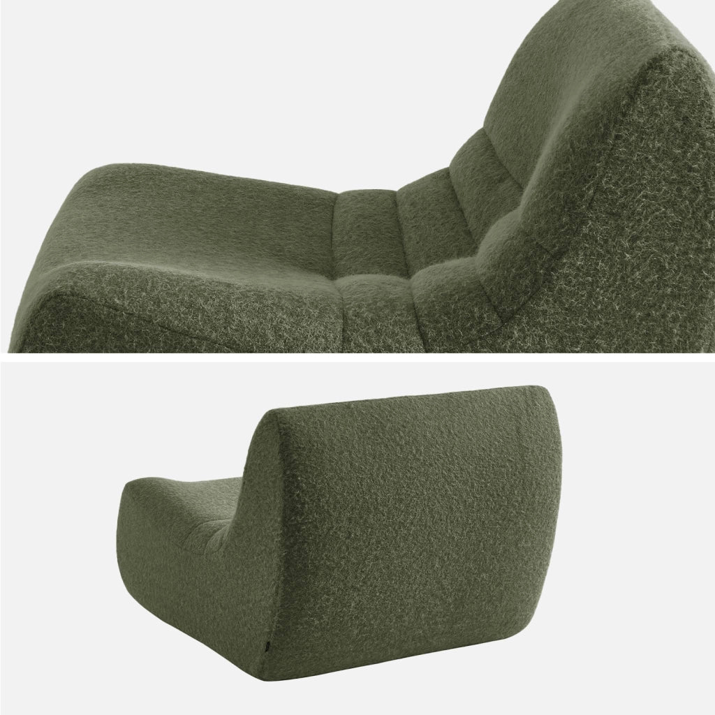 Poltrona senza braccioli in tessuto effetto alpaca, 1 posto, verde