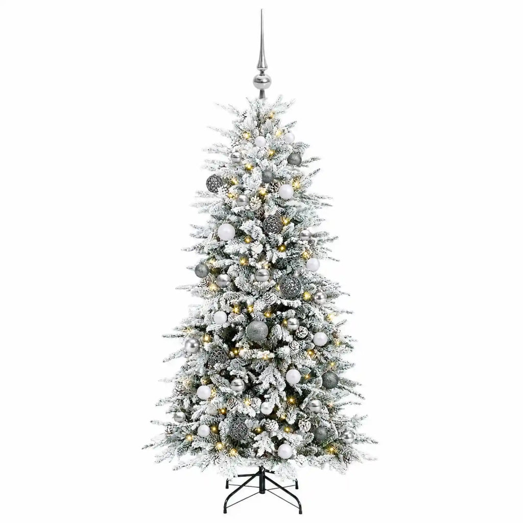 Albero di Natale artificiale con palline 120 cm 150 LED 3466195